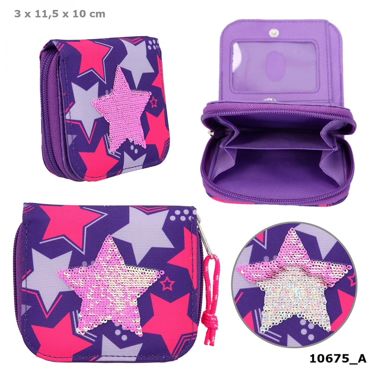 Depesche 10675 TOPModel Portemonnaie Geldbörse Streichpailletten Sterne Lila 3 Depesche 10675 TOPModel Portemonnaie Geldbörse Streichpailletten Sterne Lila