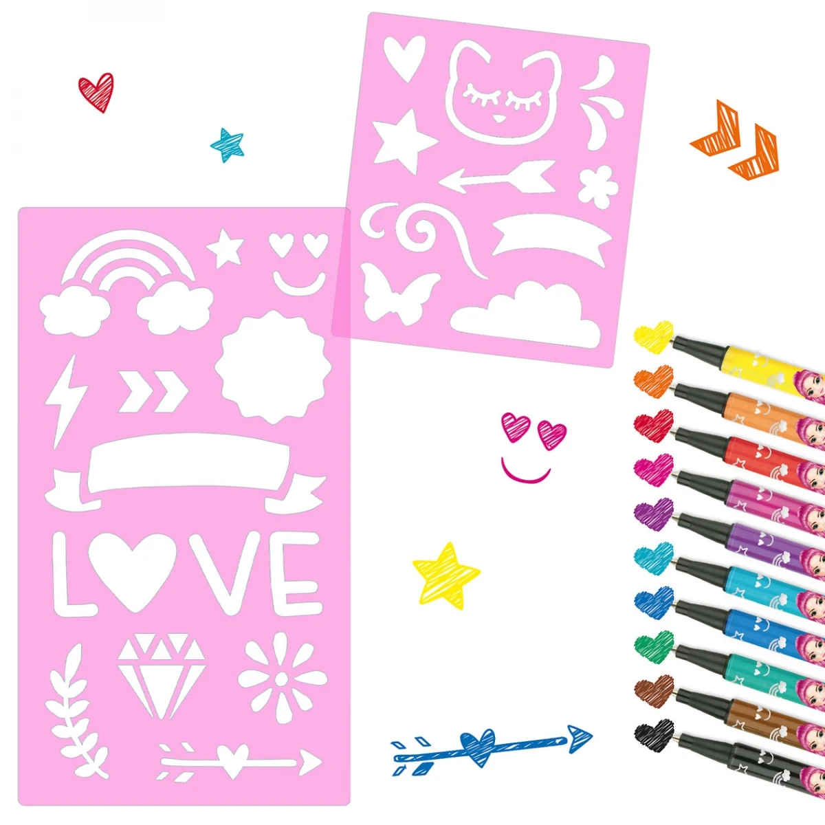 Depesche 11500 TOPModel Fineliner-Set 10 Farben StifteSet +2 Handletterling-Schablonen 6 Depesche 11500 TOPModel Fineliner-Set 10 Farben StifteSet +2 Handletterling-Schablonen – Bild 4