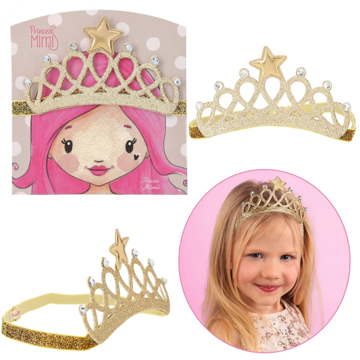 Depesche 11923 Princess Prinzessin Mimi Diadem Haarband Mit Gummiband - Gold 3 Depesche 11923 Princess Prinzessin Mimi Diadem Haarband Mit Gummiband - Gold
