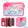 Depesche 10110 Weißes Pferd Miss Melody 3-Fach Federtasche Glitzer Pink