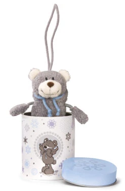 Nici 31958 Grau/brauner Bär Ca 7cm Mit Loop In Metalldose Geschenkset