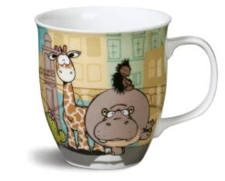 Nici 38654 Porzellantasse Nilpferd, Giraffe & Stachelschwein Kaffeetasse