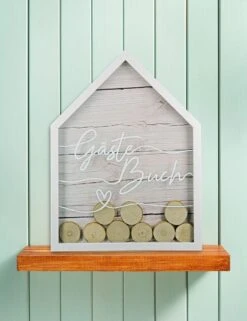 Gilde 44069 Gästebuch Haus Naturfarben Mit 55 Holzscheiben Zum Beschriften -Beliebter Spielzeugladen 44069 7 8