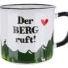 Gilde 46907 Keramik Tasse "Der BERG Ruft!" Grün Weiß Emaille-Design Ca. 390ml -Beliebter Spielzeugladen 46907 2