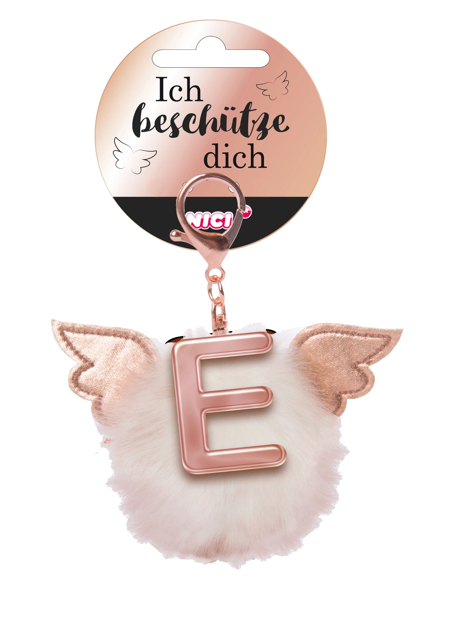 Nici 46974 Taschenanhänger Schutzbommel Mit Flügeln + Pompon Metallbuchstabe E 3 Nici 46974 Taschenanhänger Schutzbommel Mit Flügeln + Pompon Metallbuchstabe E