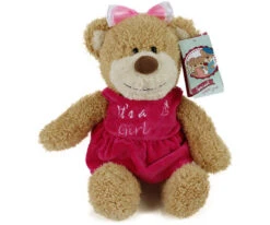 Plüsch Bär "It's A Girl" Sitzend 25cm / Gesamtgröße 34cm Kuscheltier Kwikki