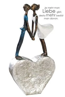 Gilde 59954 Skulptur "Devotion" Herz Liebe Liebespaar Hochzeit Deko 35x17cm