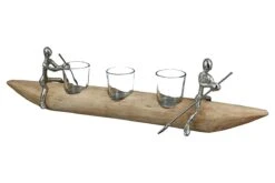 Gilde Alu-Schiffchen Mit Kerzenhalter "Rowing" Aus Mangoholz -Beliebter Spielzeugladen 81213 0 8