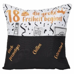 Hergo Sofahelden Kissen Mit Taschen 43x43cm - 18. Geburtstag 8773