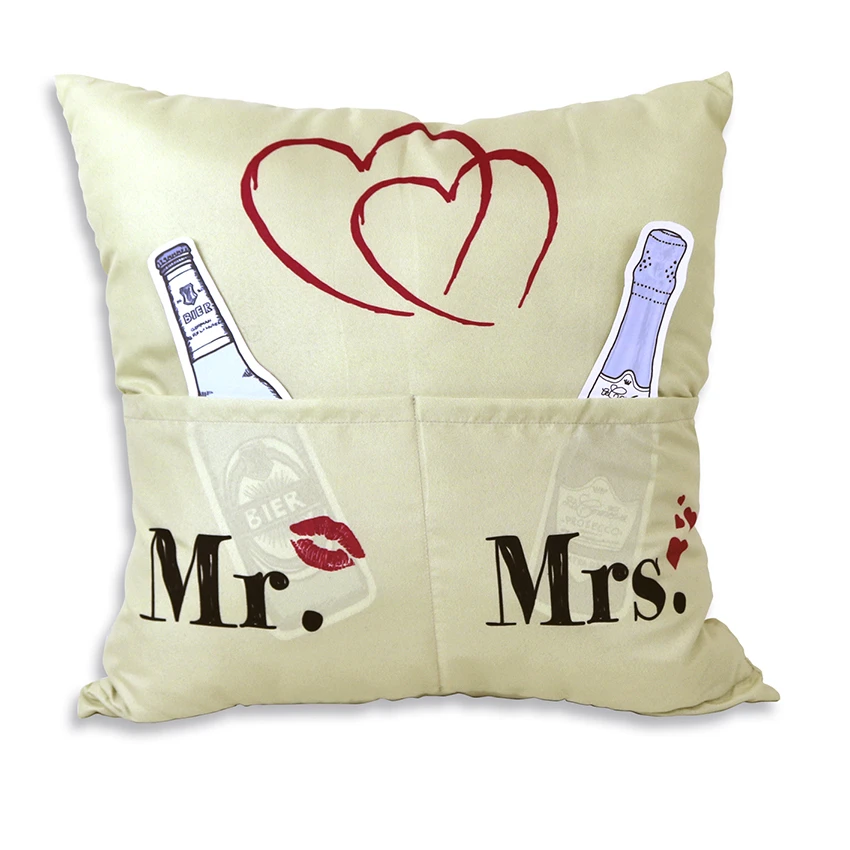 Hergo Sofahelden Kissen Mit Taschen 43x43cm - Mr. & Mrs. 8805 3 Hergo Sofahelden Kissen Mit Taschen 43x43cm - Mr. & Mrs. 8805