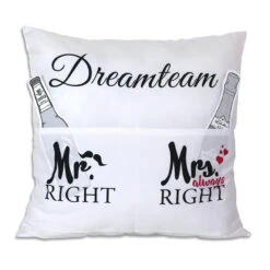 Hergo Sofahelden Kissen Mit Taschen 43x43cm - Dreamteam / Mr. & Mrs. Right 8811