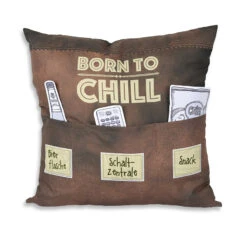 Hergo Sofahelden Kissen Mit Taschen 43x43cm - Born To Chill 8821
