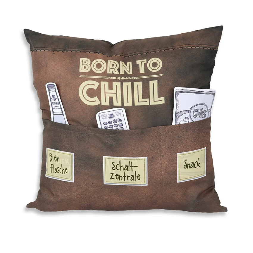 Hergo Sofahelden Kissen Mit Taschen 43x43cm - Born To Chill 8821 3 Hergo Sofahelden Kissen Mit Taschen 43x43cm - Born To Chill 8821