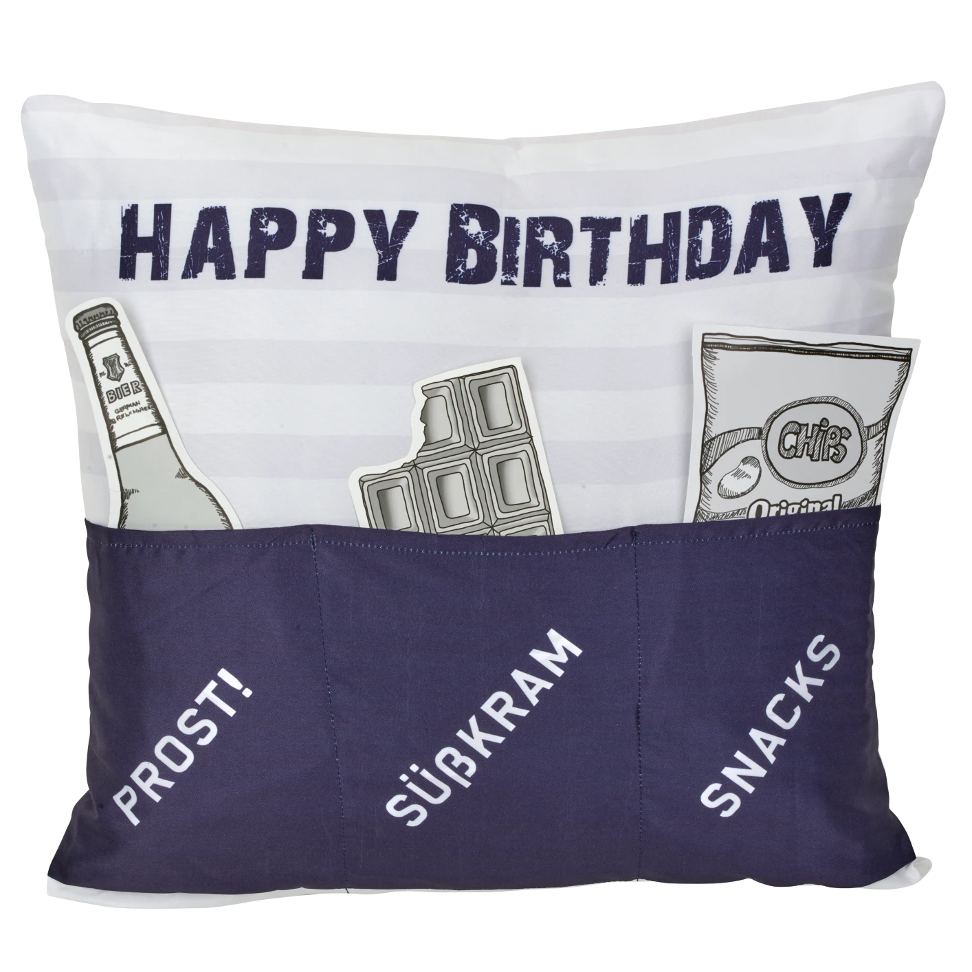 Hergo Sofahelden Kissen Mit Taschen 43x43cm - Happy Birthday Blau 8977 3 Hergo Sofahelden Kissen Mit Taschen 43x43cm - Happy Birthday Blau 8977
