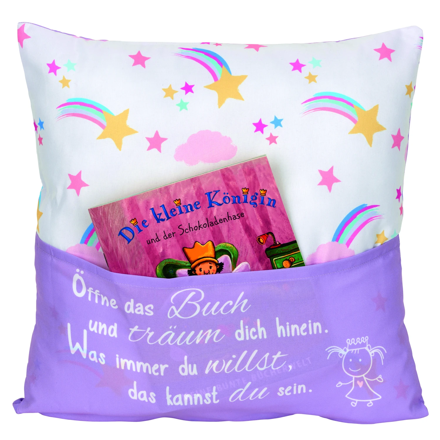 Hergo Sofahelden Kissen Mit Taschen 43x43cm - Lesekissen Kids - Prinzessin 9032 3 Hergo Sofahelden Kissen Mit Taschen 43x43cm - Lesekissen Kids - Prinzessin 9032