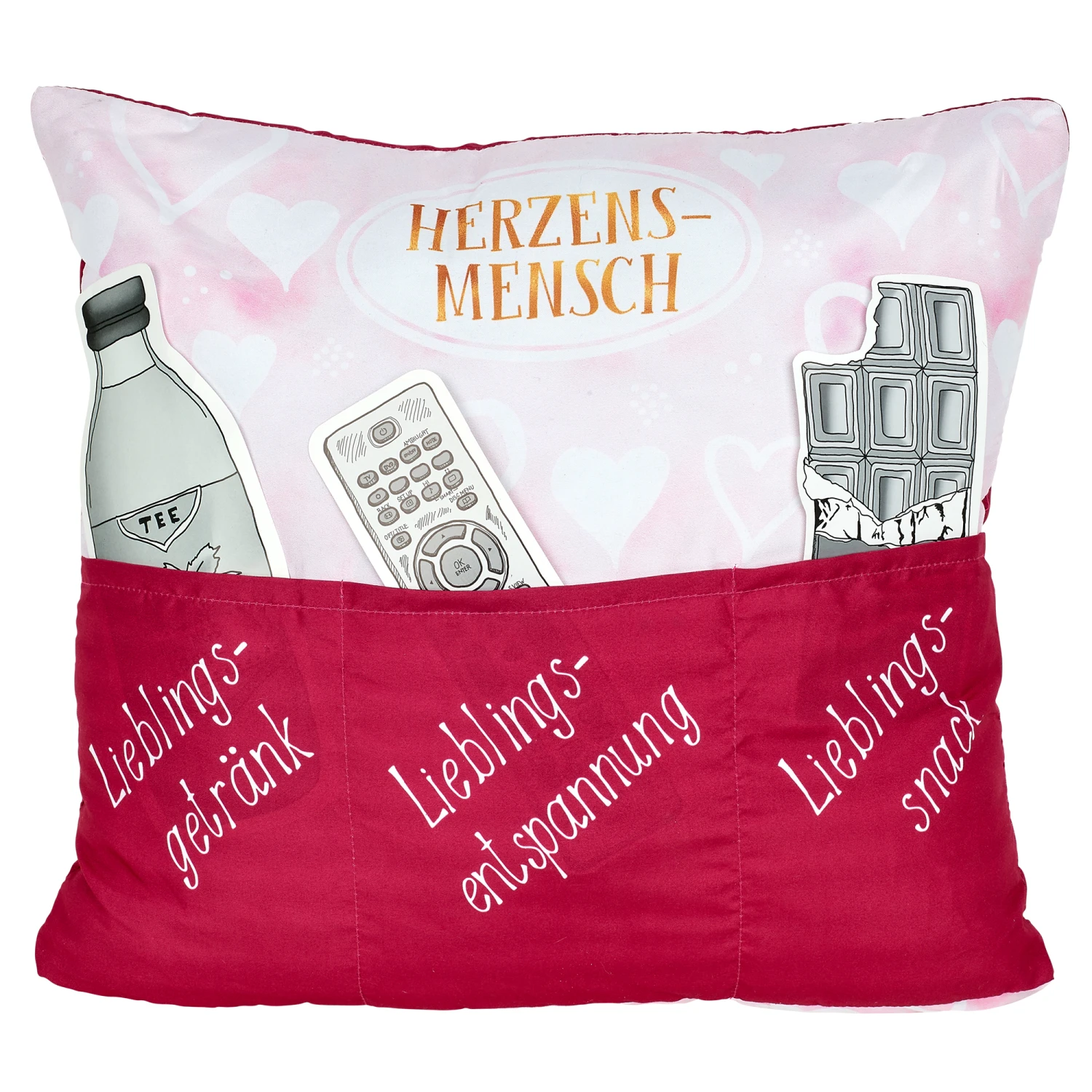 Hergo Sofahelden Kissen Mit Taschen 43x43cm - Herzensmensch 9084 3 Hergo Sofahelden Kissen Mit Taschen 43x43cm - Herzensmensch 9084