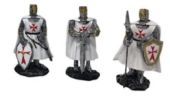 Ritter-Set 3x Figuren Weiss/Rot Mit Schild, Schwert Und Speer MC36129 Set B