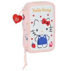 Safta Hello Kitty 2-Fach Federtasche Federmäppchen Happiness Girl Rosa Gefüllt Cupcake